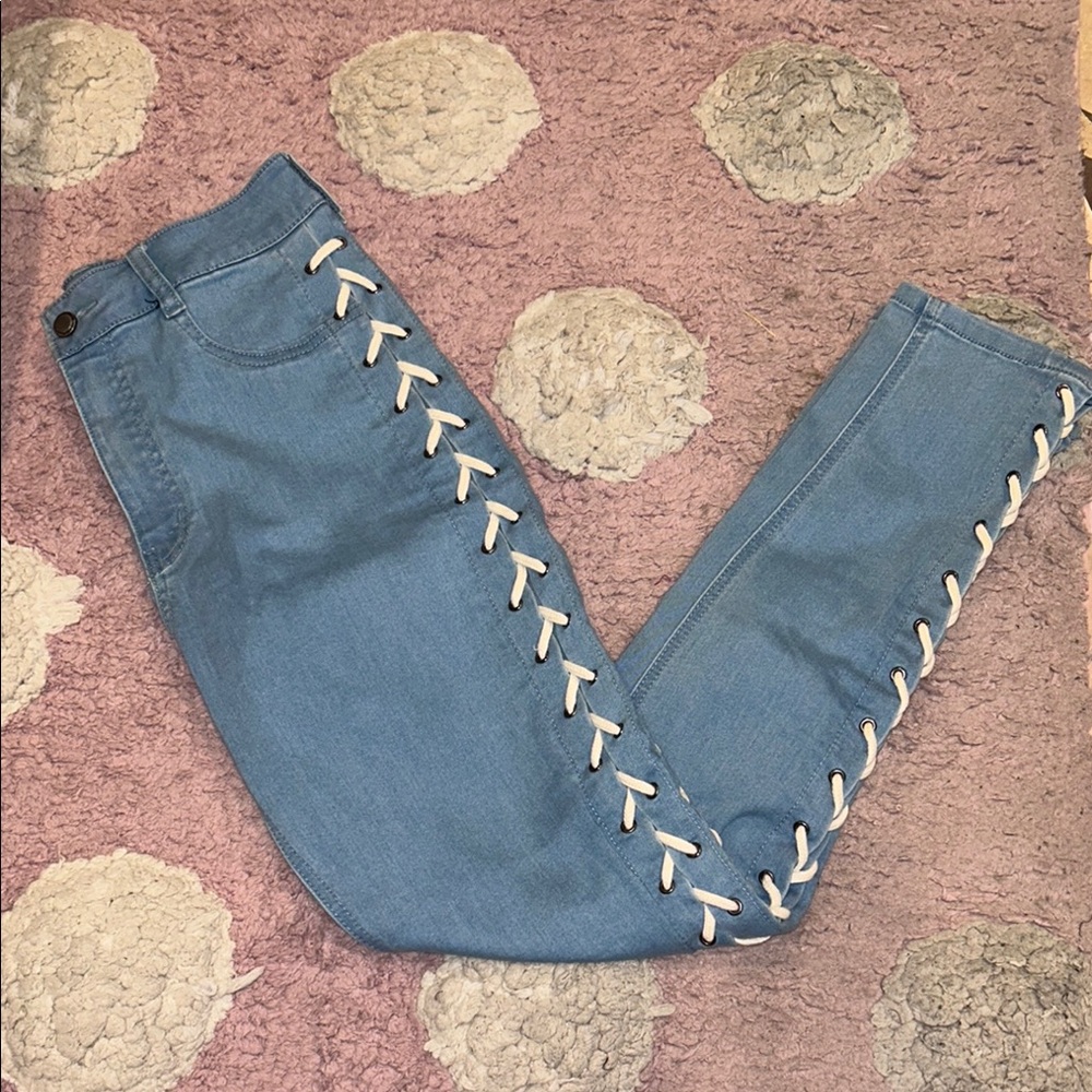 Lace Up Skinny Jeans